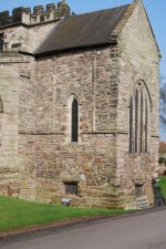 A photo of the exterior of the chancel.  Although the windows have changed over the centuries, the walls are much as they were when the Vikings arrived.